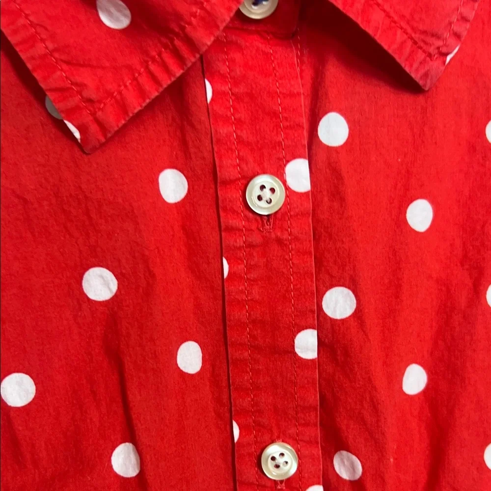 Red Polka Dot Button-Up Shirt Tambolts 100% cotton - Picture 3 of 8